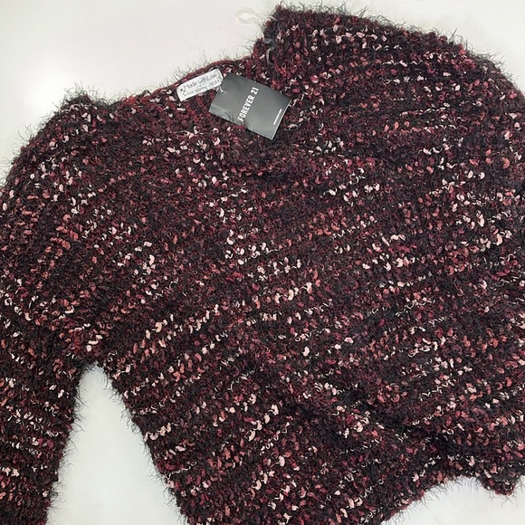 NEW Forever 21 Women’s Plum Knit Scoop Neck Crochet-Like Sweater, Size Medium - Picture 6 of 9